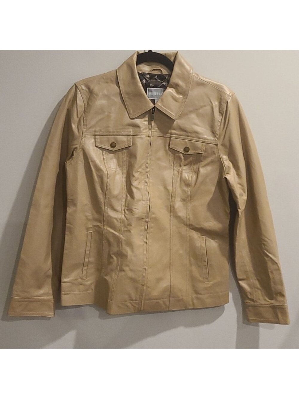 NEW Guillaume Beige Genuine leather zip up jacket
